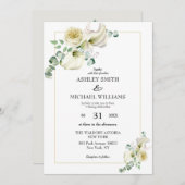 Elegant White Calla Lily & Eukalyptus Grüne Einladung (Vorne/Hinten)