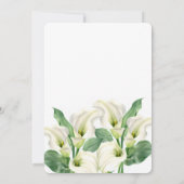 Elegant White Calla Lily Floral Botanischer Geburt Einladung (Rückseite)