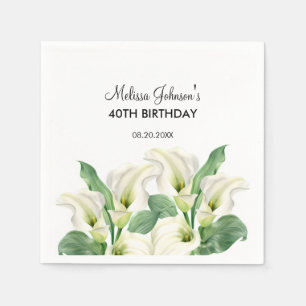 Elegant White Calla Lily Floral Geburtstag Serviette