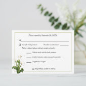 Elegant White Calla Lily RSVP Karte (Stehend Vorderseite)