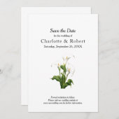 Elegant White Calla Lily Save The Date (Vorne/Hinten)