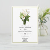 Elegant White Calla Lily Wedding Einladung (Stehend Vorderseite)