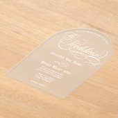 Elegant White Calligraphy Text Clear Wedding Acryleinladungen (Ablage )