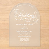 Elegant White Calligraphy Text Clear Wedding Acryleinladungen (Vorderseite)
