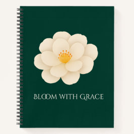 Elegant White Camellia Floral Dark Green Botanical Notizblock