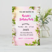 Elegant White Cherry Blossom Floral Birthday Einladung (Stehend Vorderseite)