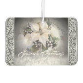 Elegant White Christmas Poinsettia Autolufterfrischer (Rückseite)