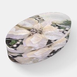 Elegant White Christmas Poinsettia Briefbeschwerer