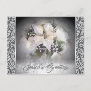 Elegant White Christmas Poinsettia Postkarte