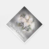 Elegant White Christmas Poinsettia Serviette (Ecke)