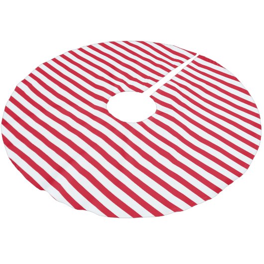Elegant White Christmas Red Stripe Polyester Weihnachtsbaumdecke (Schrägansicht)