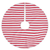 Elegant White Christmas Red Stripe Polyester Weihnachtsbaumdecke (Vorderseite)