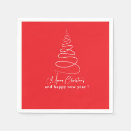 Elegant White Christmas Tree Red Christmas Serviette