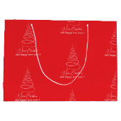 Elegant White Christmas Tree Red  Große Geschenktüte (Rückseite)