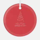 Elegant White Christmas Tree Red Ornament Aus Glas (Vorderseite)