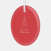 Elegant White Christmas Tree Red Ornament Aus Glas (Vorderseite links)