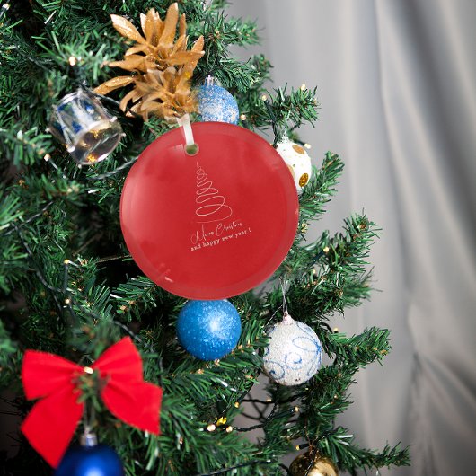 Elegant White Christmas Tree Red Ornament Aus Glas