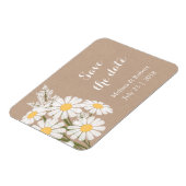 Elegant White Daisies Beige Save the Date Hochzeit Magnet (Linke Seite)