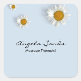 Elegant white daisies blue quadratischer aufkleber