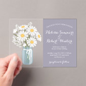 Elegant White Daisies Mason Jar Wedding Lavender Acryleinladungen (Insitu (Handheld))