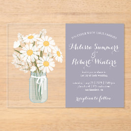 Elegant White Daisies Mason Jar Wedding Lavender Acryleinladungen
