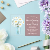 Elegant White Daisies Mason Jar Wedding Rosy Brown Acryleinladungen (In Situ (Hochzeit))