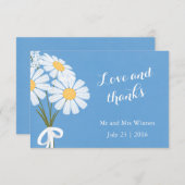Elegant White Daisies on Blue Danke für Ihre Hochz (Vorne/Hinten)
