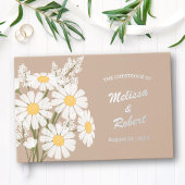 Elegant White Daisies Rustic Wedding Foil Beige Gästebuch
