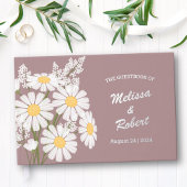 Elegant White Daisies Rustic Wedding Foil Pink Gästebuch
