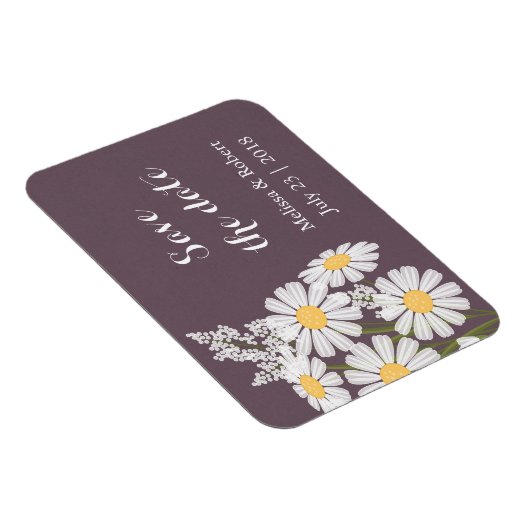 Elegant White Daisies Save the Date Wedding Magnet (Rechte Seite)