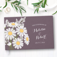 Elegant White Daisies Wedding Dark Lila