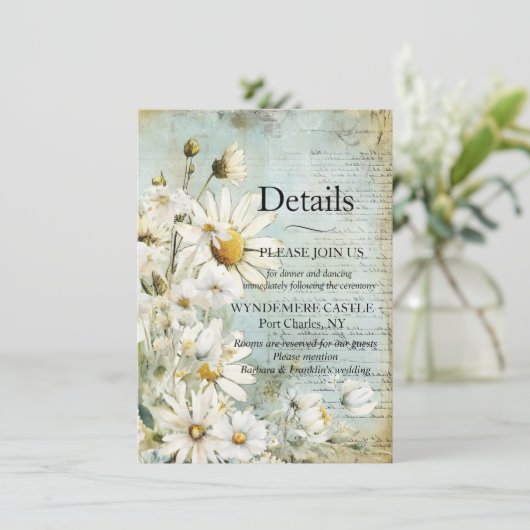 Elegant White Daisy Begleitkarte (Stehend Vorderseite)