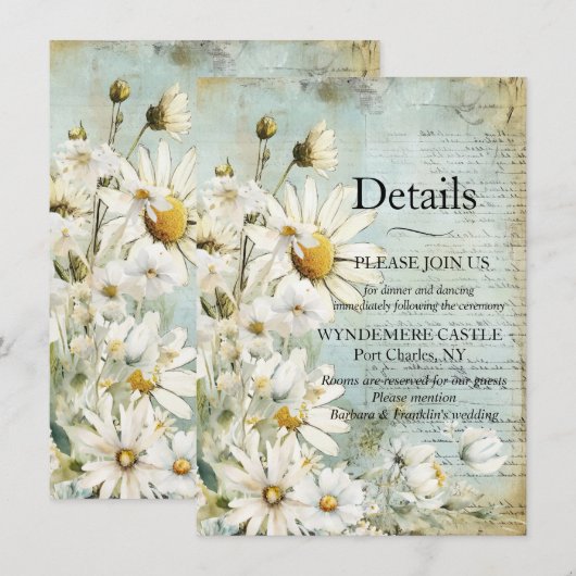 Elegant White Daisy Begleitkarte (Vorne/Hinten)