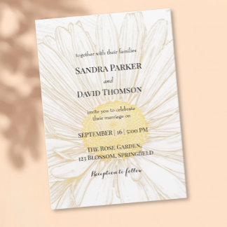 Elegant White Daisy Blume Minimalistische Hochzeit Einladung