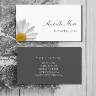 Elegant White Daisy Floral Designer Visitenkarte