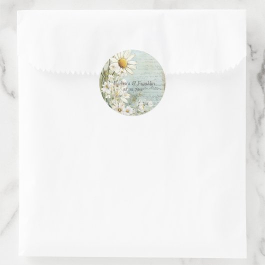 Elegant White Daisy Runder Aufkleber (Tasche)