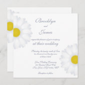 Elegant White Daisy Square Einladungen für Hochzei (Vorne/Hinten)