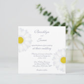 Elegant White Daisy Square Einladungen für Hochzei (Stehend Vorderseite)