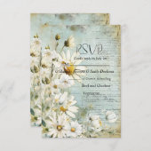 Elegant White Daisy Wedding RSVP Karte (Vorne/Hinten)