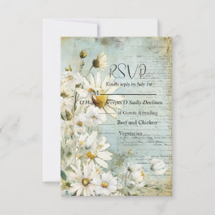 Elegant White Daisy Wedding RSVP Karte