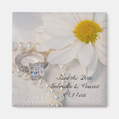 Elegant White Daisy Wedding Save the Date Magnet (Vorne)