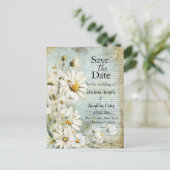 Elegant White Daisy Wedding Save the Date Postkarte (Stehend Vorderseite)