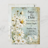 Elegant White Daisy Wedding Save the Date Postkarte (Vorne/Hinten)