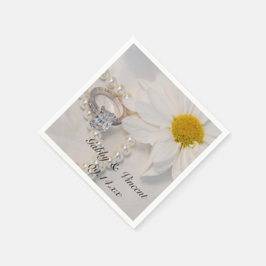 Elegant White Daisy Wedding Serviette (Ecke)
