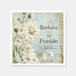 Elegant White Daisy Wedding Serviette