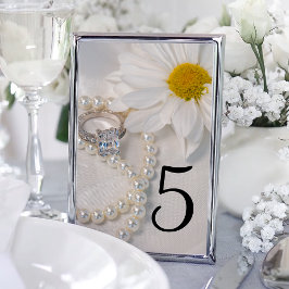 Elegant White Daisy Wedding Table Numbers Tischnummer