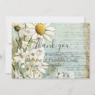 Elegant White Daisy Wedding Vielen Dank Dankeskarte