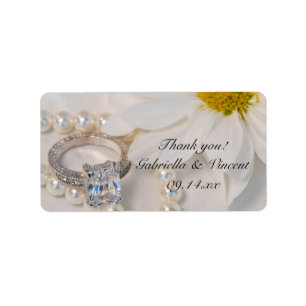 Elegant White Daisy Wedding Vielen Dank für Ihre L Adressaufkleber