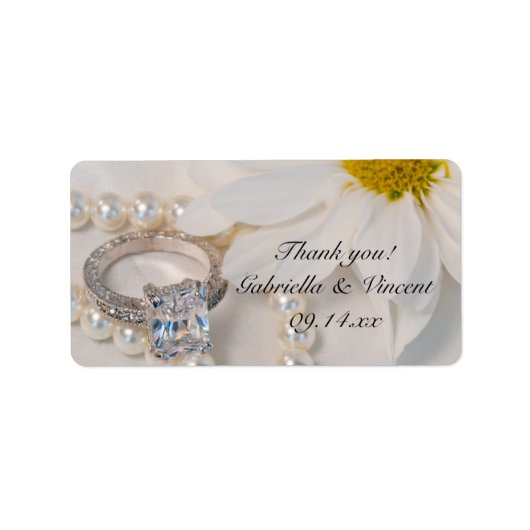 Elegant White Daisy Wedding Vielen Dank für Ihre L Adressaufkleber (Vorne)