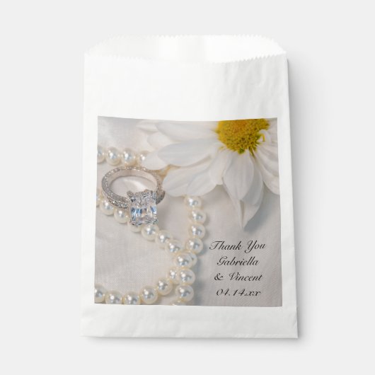 Elegant White Daisy Wedding Vielen Dank Geschenktütchen (Vorderseite)